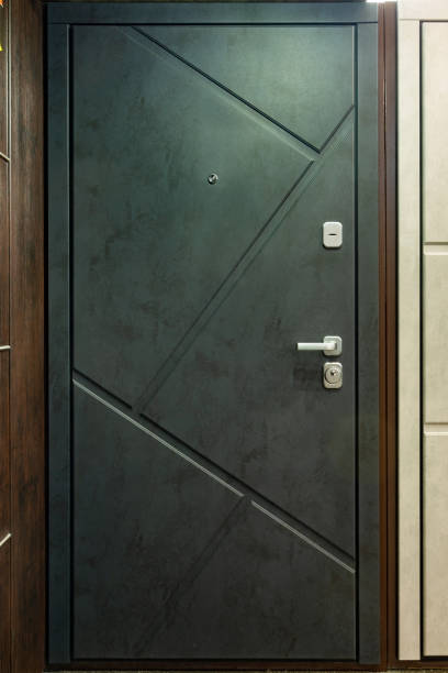 istock Entrance doors for sale in a specialized store. 1370573229