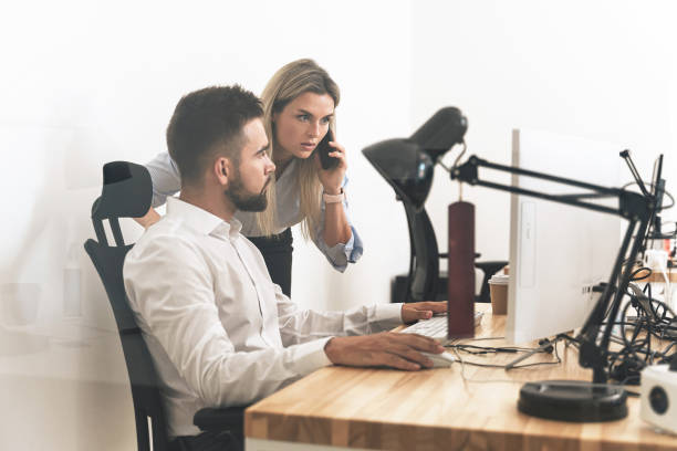 istock Young business people during work in the modern office 1370573490