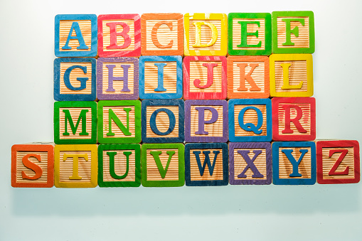 A view of colorful alphabet blocks