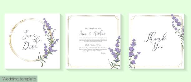 vector floral template for wedding invitation - leylak stock illustrations