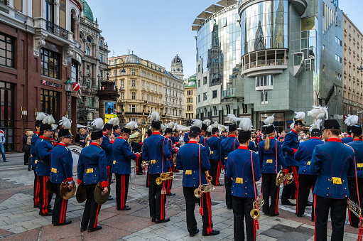 Vienna, Austria - September 1, 2013: Street orchestra playing classical music in Vienna, Austria