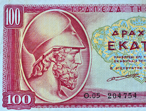 a portrait of General Themistocles on a bank note from Greece