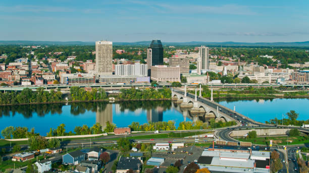 istock Downtown Springfield, Massachusetts from West Springfield with Connecticut River-Aerial 1370583156