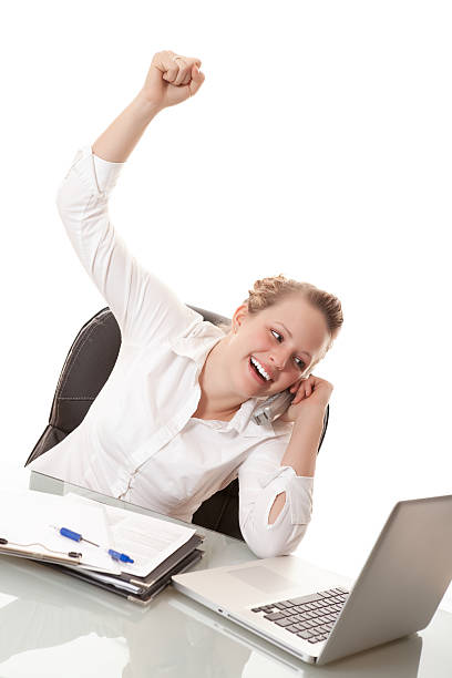 istock Excited businesswoman working at her computer 137058466
