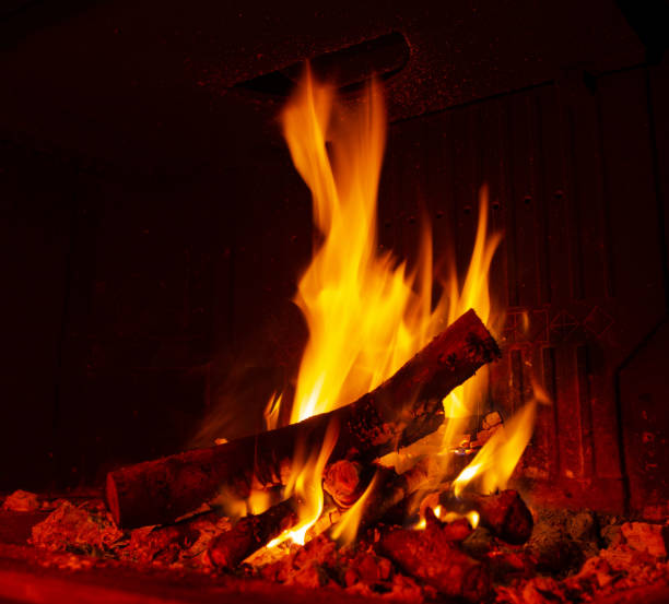 istock Wood burning in the fireplace 1370585292