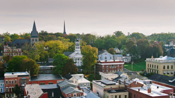 istock Drone Shot of Downtown Catskill, New York 1370590187
