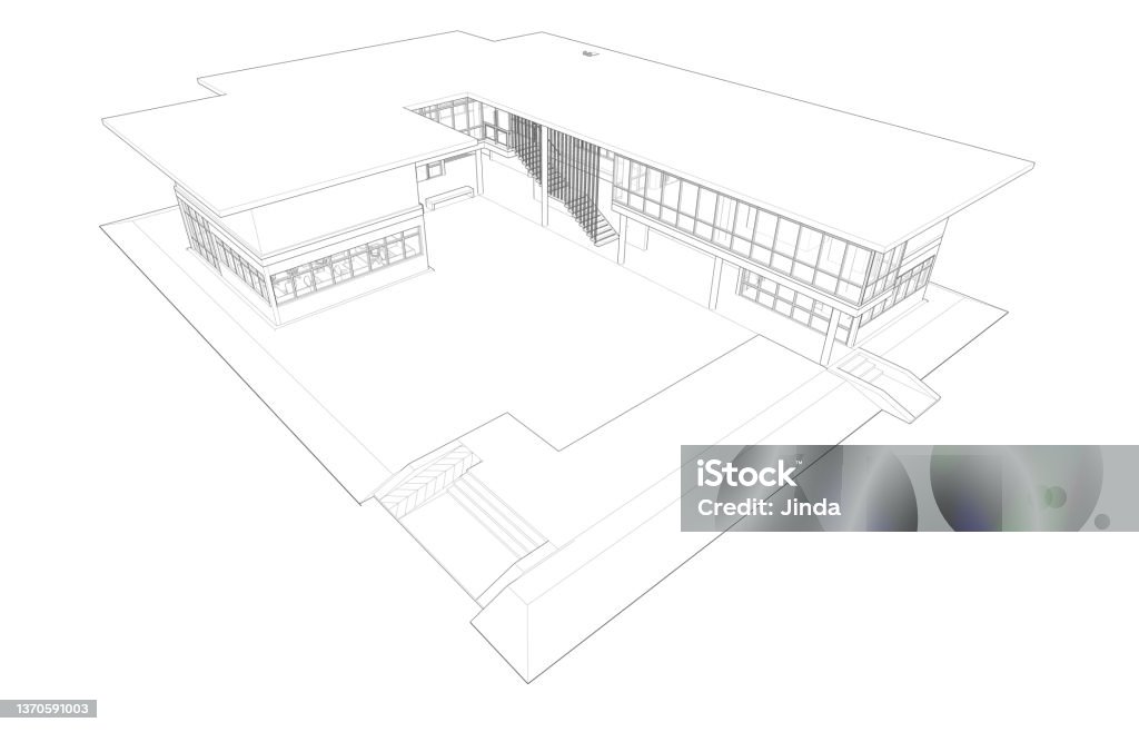 Builduin Drawing Building Drawing Stock Illustration - Download Image Now - Arch ...