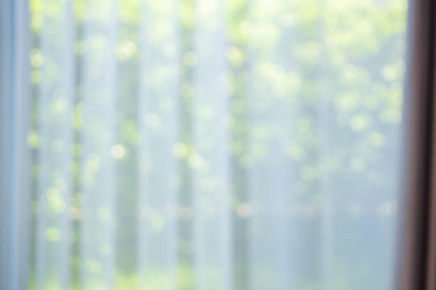 istock Abstract blur curtain window with green garden background 1370595416