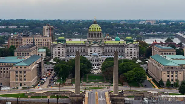 Photo of State Capitol Building In Harrisburg, Pennsylvania - Aerial