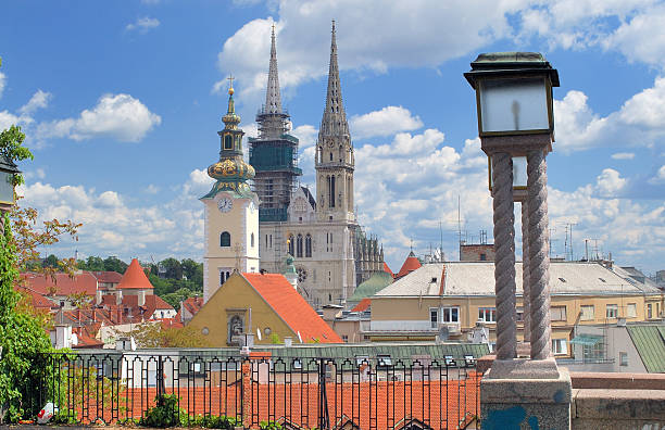 istock View of spired building and lamp post in Zagreb 137060303