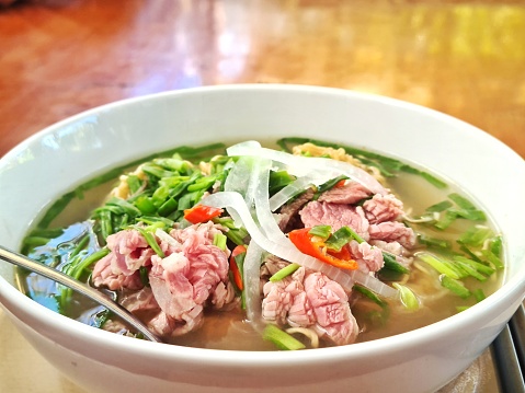 Pho Vietnam Traditional Food Beef White Bowl