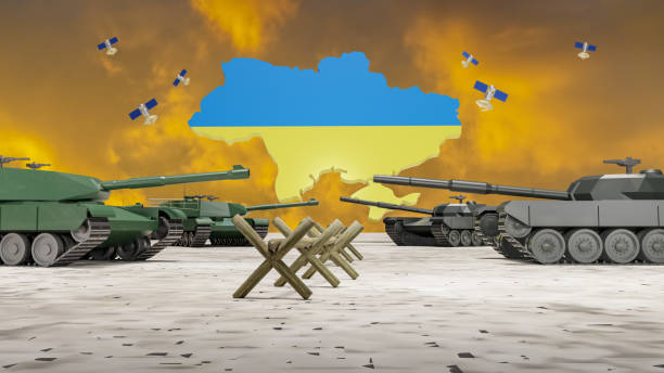 istock Russia-Ukraine tensions escalate at border. , 3D rendering. 1370610349