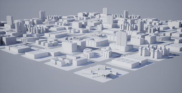 Isometric city white concept. 3d dimensional buildings