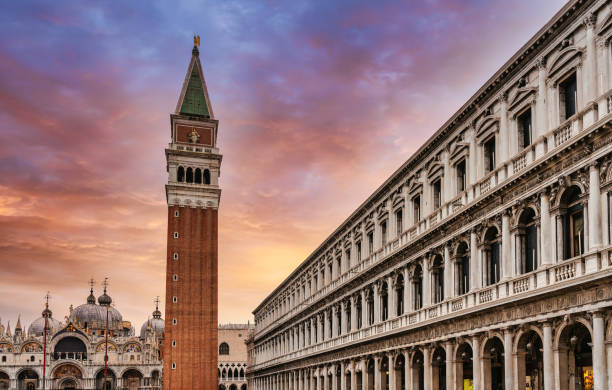 istock St Mark's square and basilica in Venice, Italy at the sunset. 1370611767