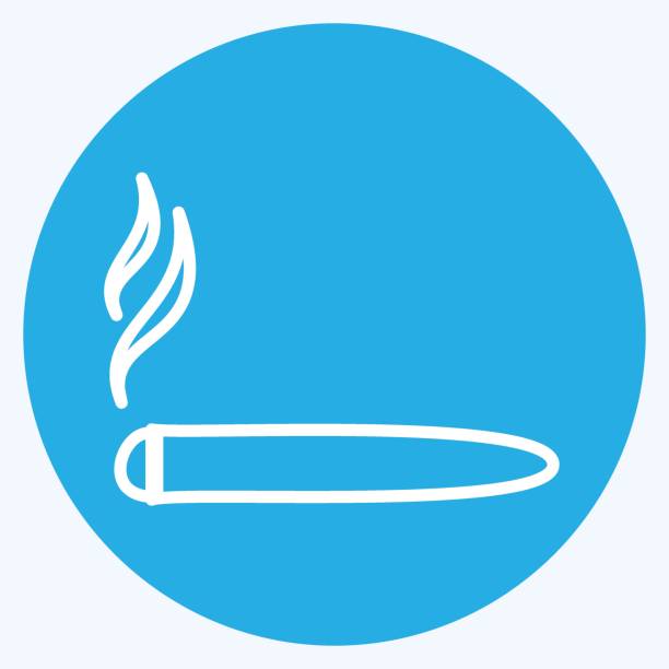 ilustraciones, imágenes clip art, dibujos animados e iconos de stock de icono de cigarro en estilo de ojos azules de moda aislados sobre fondo azul suave - rolling cigarette risk luxury