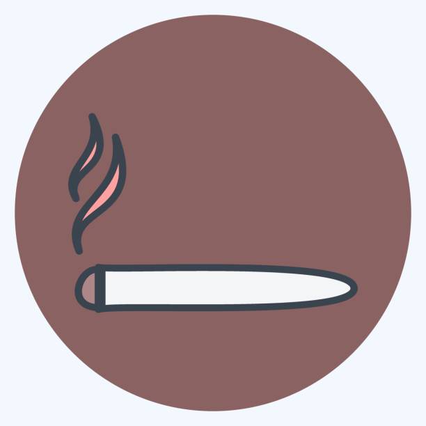 ilustrações, clipart, desenhos animados e ícones de ícone do charuto no estilo mate de cor da moda isolado em fundo azul macio - rolling cigarette risk luxury