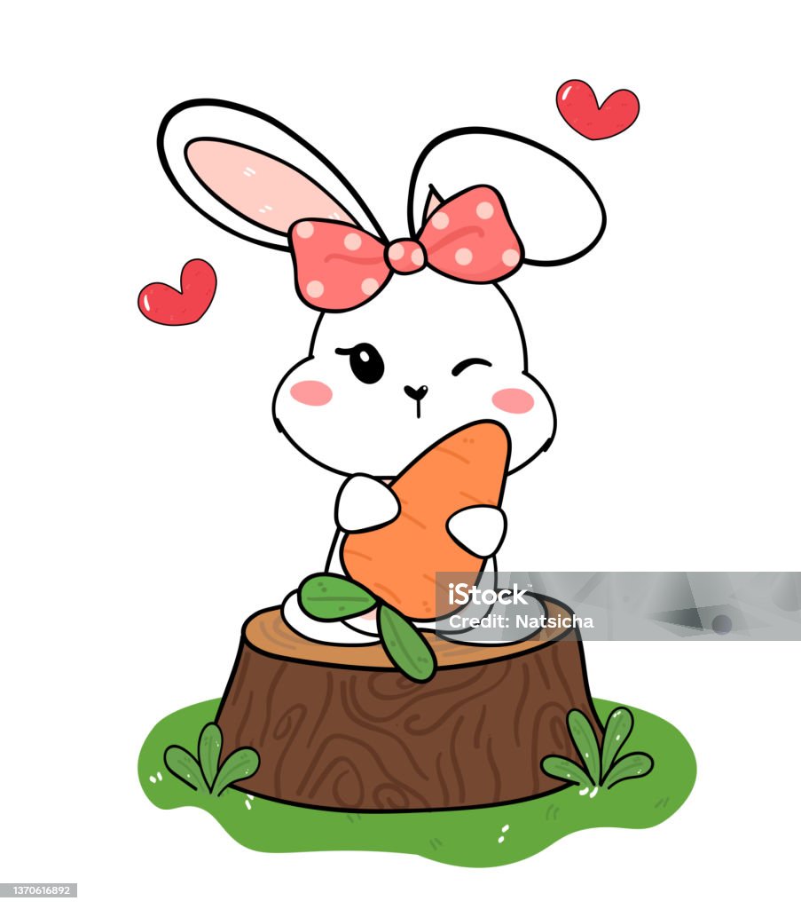 Dễ Thương Thỏ Thỏ Trắng Ôm Cà Rốt Khổng Lồ Phim Hoạt Hình Vẽ Phác ...