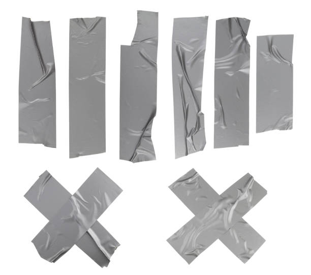 istock Gray adhesive tape strips isolated 1370619058