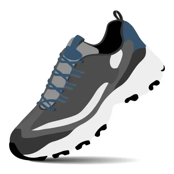 Vector illustration of Gray sneakers for sports. Fitness shoes. Vector illustration