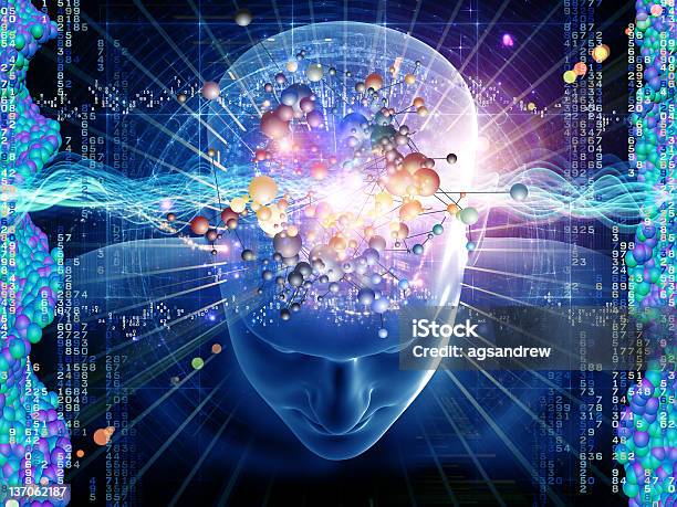 Molecular Thoughts Stock Photo - Download Image Now - Human Brain, Contemplation, Dreamlike