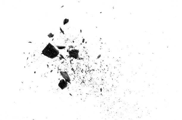 istock Flat lay of coal ash on white background, top view. Coal ash isolated on white background. Heap of black ash isolated on white background, top view. Black coal ash on white. 1370624102