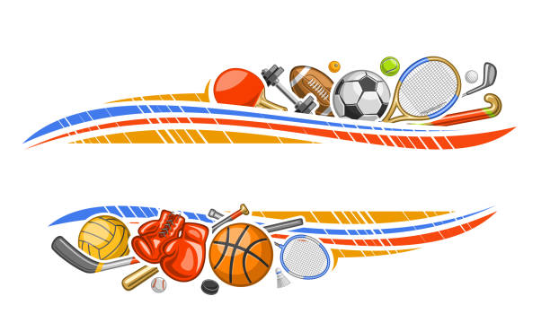 illustrations, cliparts, dessins animés et icônes de bordure vectorielle pour équipement sportif - tennis racket ball isolated