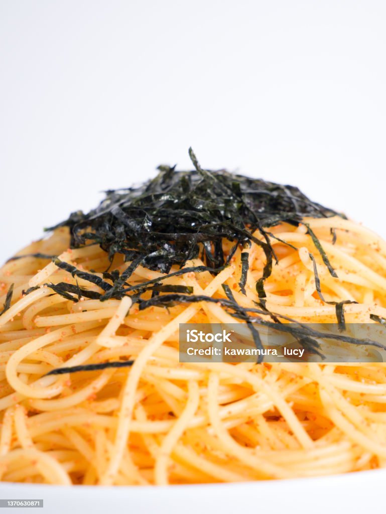 Cod Roe Spaggetini Japanese Cod Roe Spaghetti Pasta Close Up Stock Photo - Download Image ...