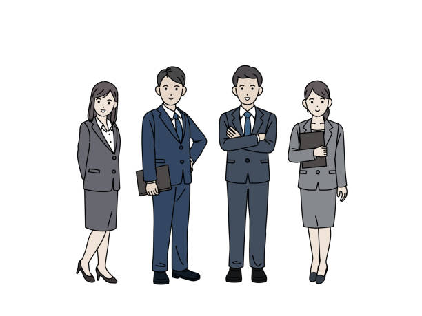 bildbanksillustrationer, clip art samt tecknat material och ikoner med clip art of japanese business person - välklädd