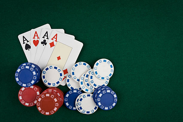 istock Poker Ace Chips on green table casino 137063121