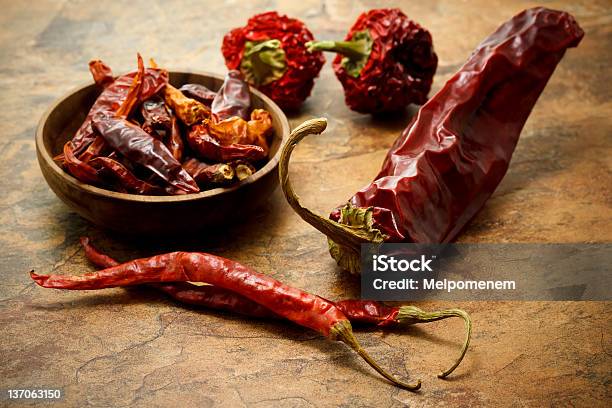 Assortment Of Hot Peppers Stock Photo - Download Image Now - Dry, Chili Pepper, Dried Food