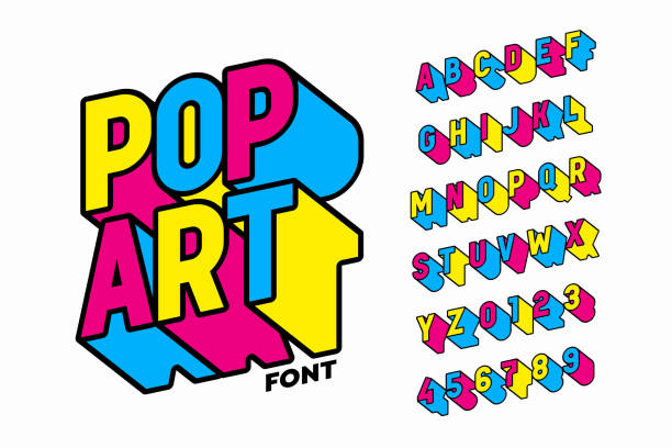 팝 아트 스타일 글꼴 - pop stock illustrations