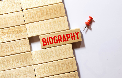 Biography word written on wood block, life concept.