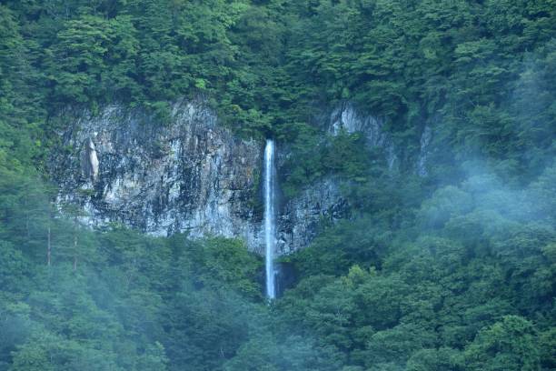 cascata a forma di cuore in estate - water beauty in nature waterfall nikko foto e immagini stock