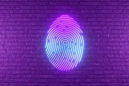 3d rendering of fingerprint background. Thumbprint, data, security system.