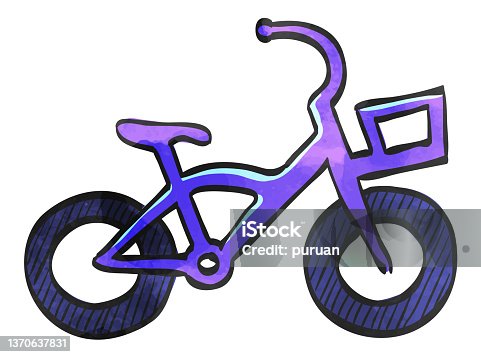 istock Watercolor style icon Kids bicycle 1370637831
