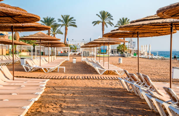 istock Morning on central public beach in Eilat 1370639052