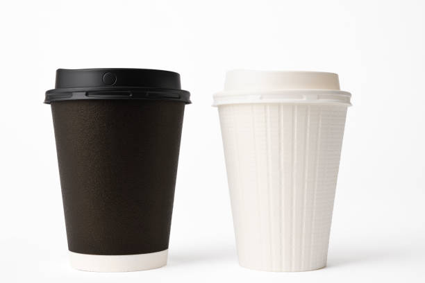 istock Isolated shot of two kinds disposable paper coffee cup on white background 1370639800