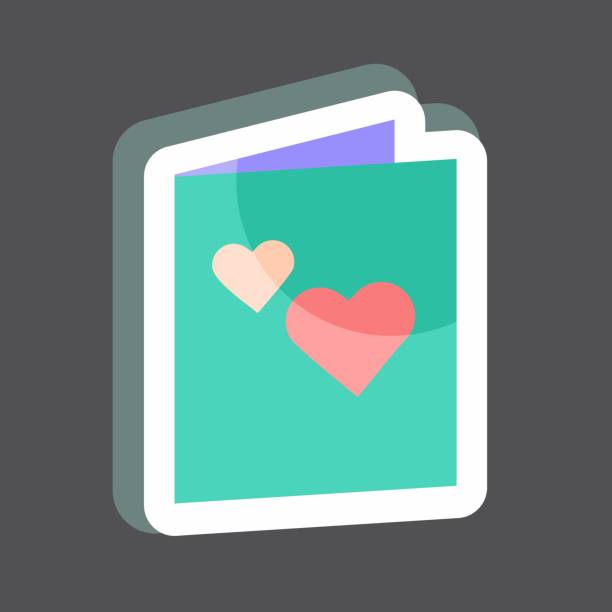 istock Invitation Card Sticker in trendy isolated on black background 1370639884