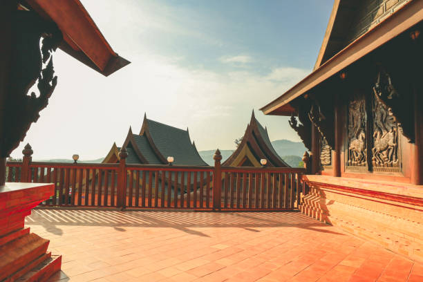 Wat Somdet Phu Ruea Ming Mueang (Temple). The temple is built with fine wood timber. The church is made of teak and locate on mountain and best viewpoint at Phu ruea, Loei, Thailand.