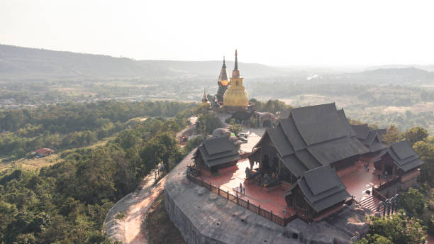 istock Wat Somdet Phu Ruea Ming Mueang Temple fly over aerial view. 1370641334