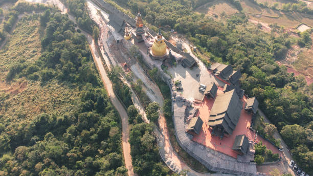 istock Wat Somdet Phu Ruea Ming Mueang Temple fly over aerial view. 1370641468