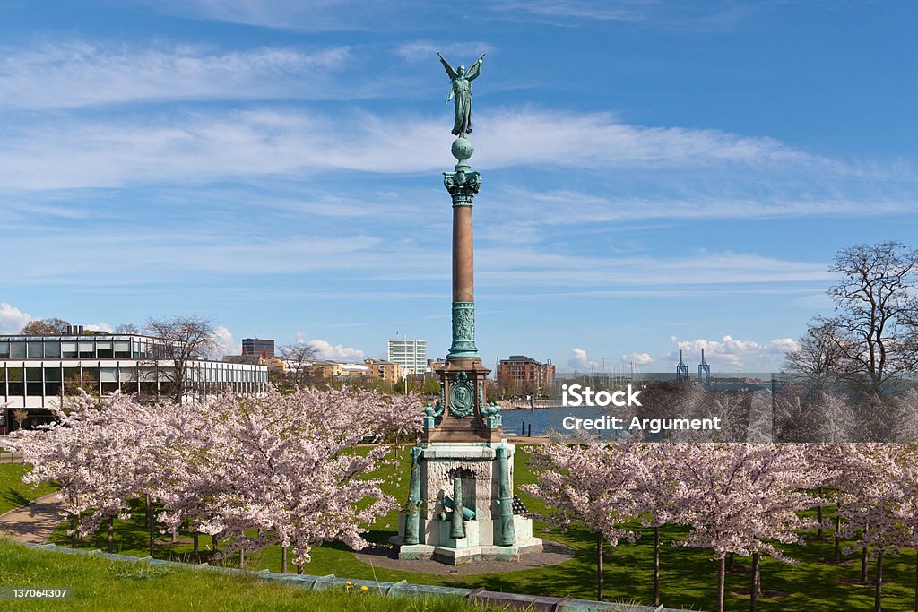 Column in spring park Column on quay in spring park, Copenhagen Architectural Column Stock Photo