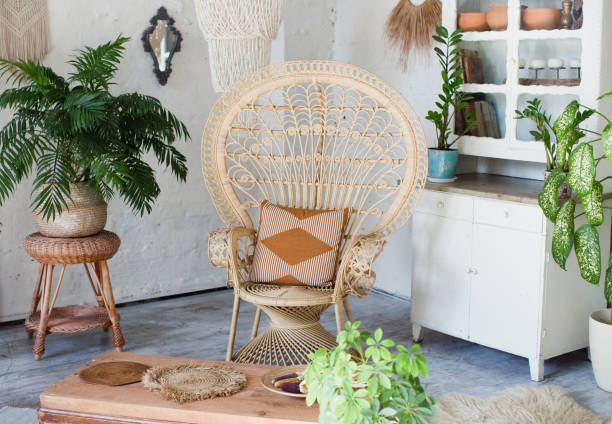 istock Bohemian interior with peacock armchair 1370643562