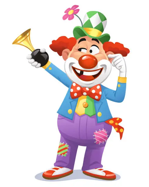 Vector illustration of Cute Clown With Horn