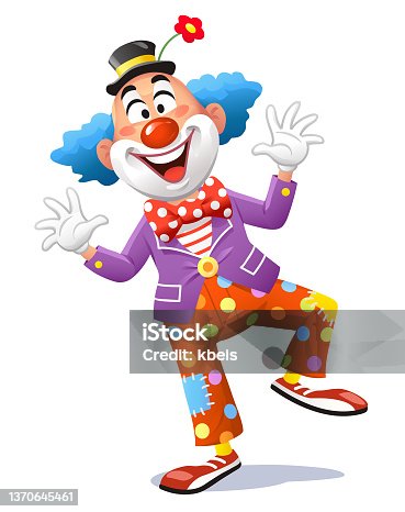 istock Cheerful Clown Jumping 1370645461