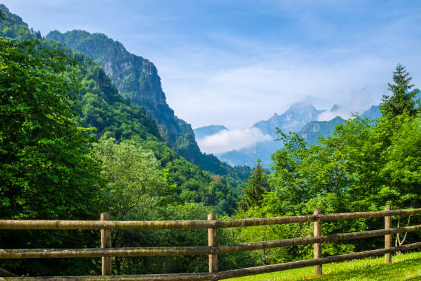 Landscape in the Dolomiti Bellunesi National Park, located in the province of Belluno, established in 1988 and declared World Heritage Site by UNESCO in 2009