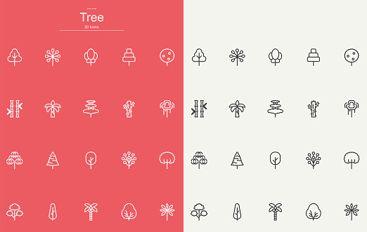 Tree Line Icons Design
