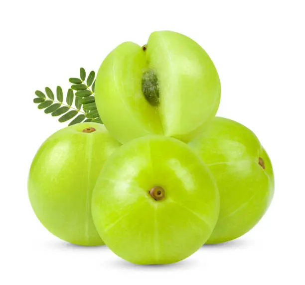 Indian gooseberries on white background