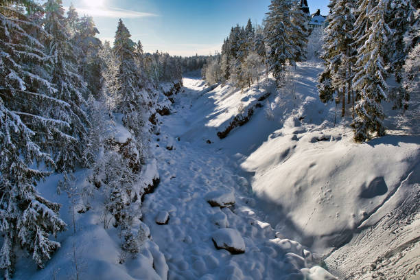 canyon di imatrankoski all'inverno, imatra finlandia - karelia foto e immagini stock
