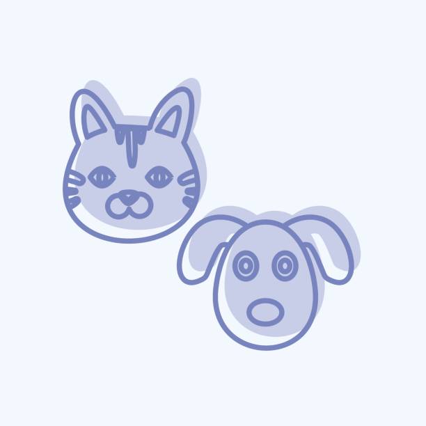 ilustrações, clipart, desenhos animados e ícones de ícone de pets no estilo de dois tons da moda isolado em fundo azul macio - chihuahua dog pet carrier puppy